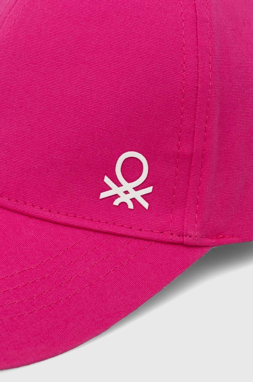 Дитяча бавовняна кепка United Colors of Benetton колір рожевий однотонна