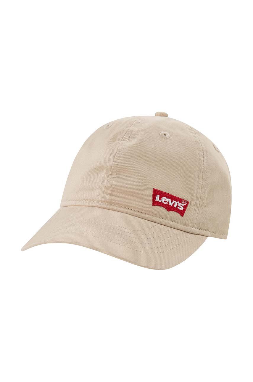 Levi\'s șapcă din bumbac pentru copii LAN RICHMOND BATWING CURVE BRI culoarea bej, cu imprimeu