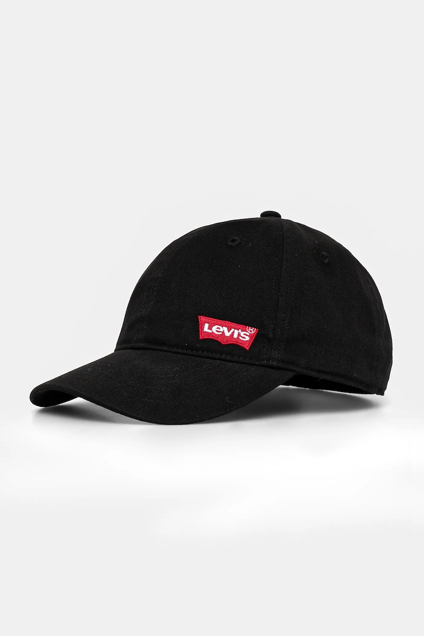 Levi's șapcă din bumbac pentru copii LAN RICHMOND BATWING CURVE BRI culoarea negru, cu imprimeu Levi's șapcă din bumbac pentru copii LAN RICHMOND BATWING CURVE BRI culoarea negru, cu imprimeu