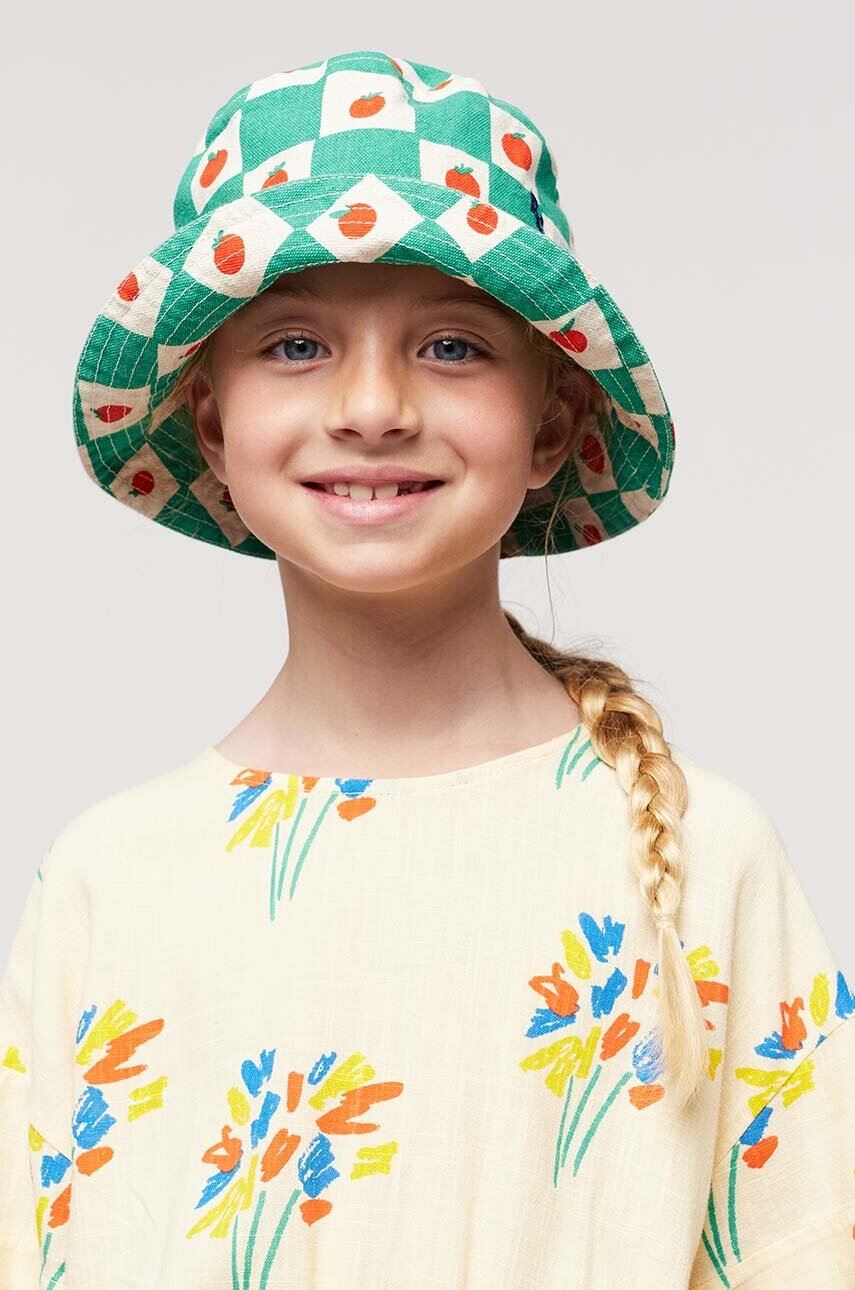 Детская хлопковая шляпа Bobo Choses цвет зелёный хлопковый
