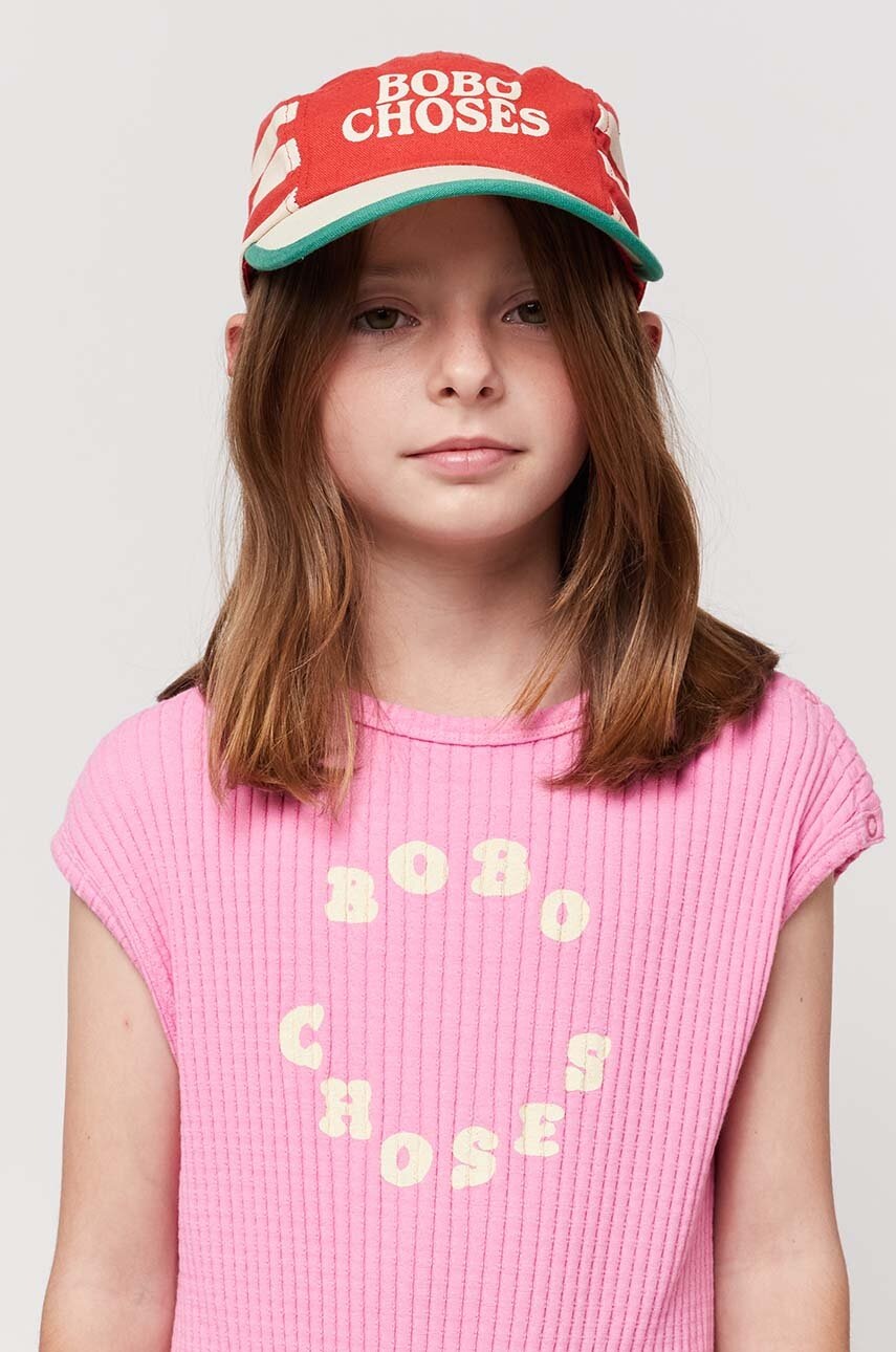 Детская хлопковая кепка Bobo Choses цвет красный с принтом в Днепре Детская хлопковая кепка Bobo Choses цвет красный с принтом в Днепре