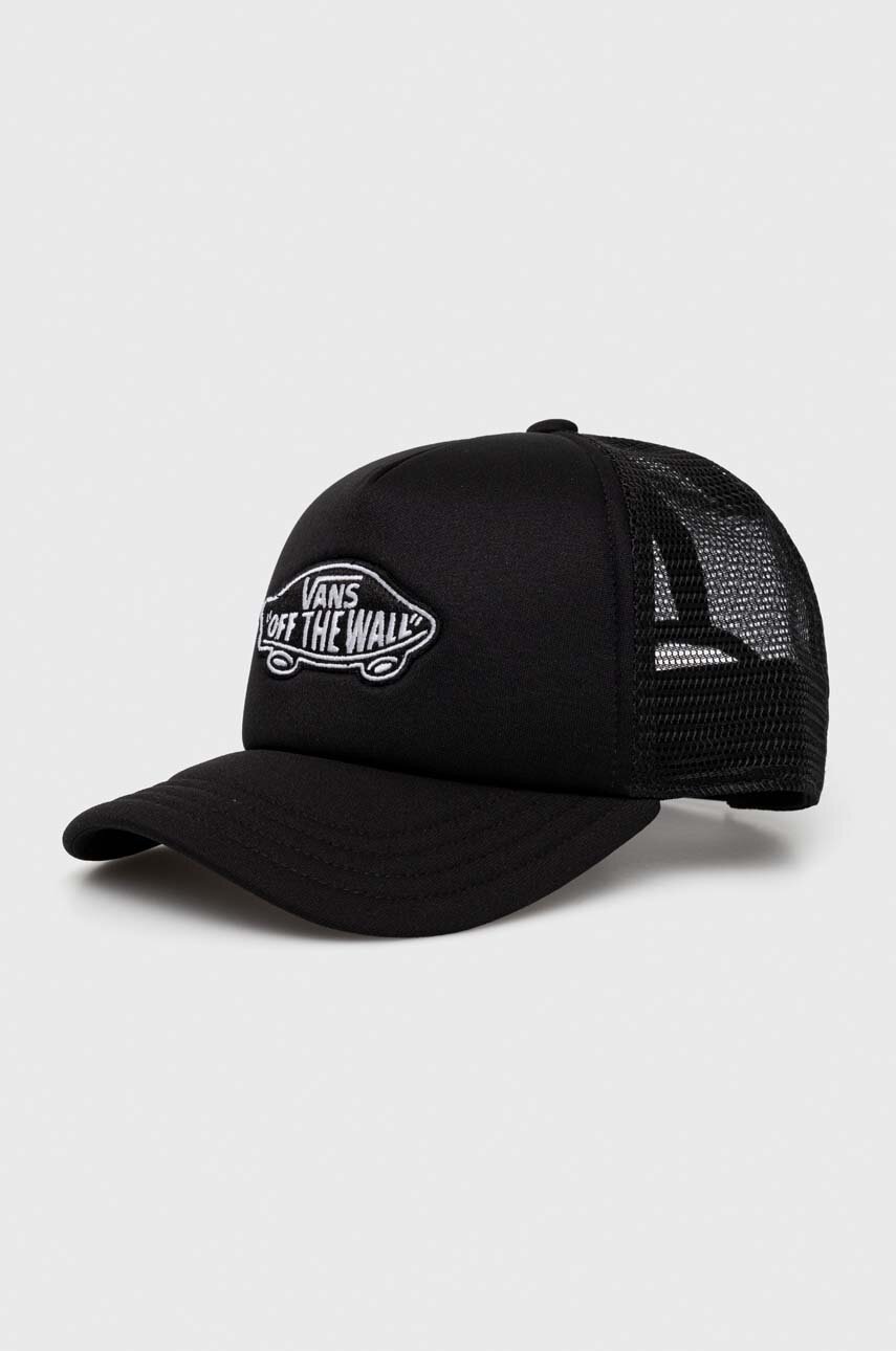 Детская Кепка Vans CLASSIC PATCH CURVED BILL TRUCKER HAT цвет чёрный с аппликацией