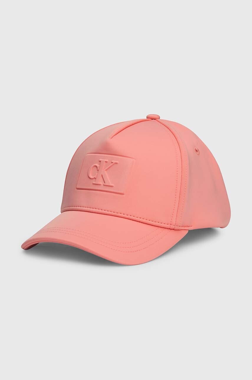 Levně Dětská baseballová čepice Calvin Klein Jeans oranžová barva, z tenké pleteniny