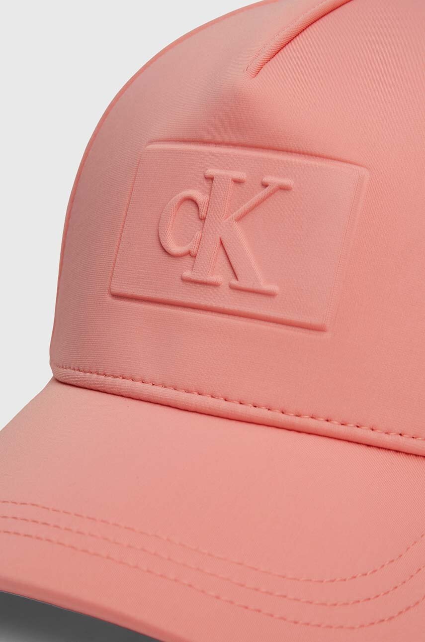 Дитяча кепка Calvin Klein Jeans колір помаранчевий з тонкого трикотажу