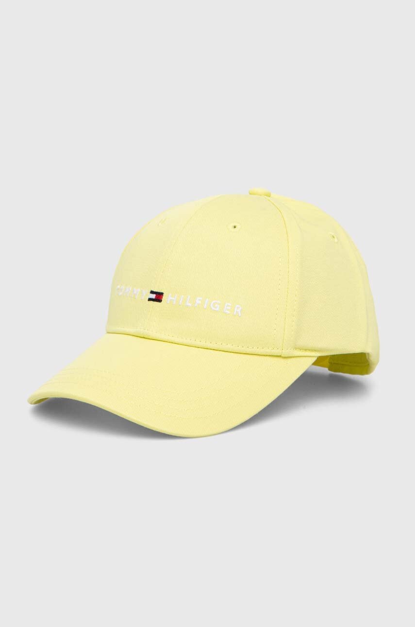 

Детска памучна шапка с козирка Tommy Hilfiger в зелено с апликация, Зелен