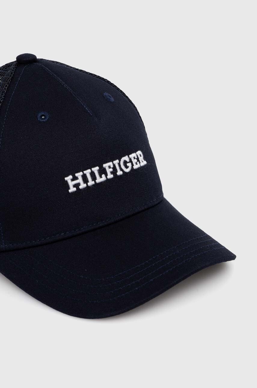Дитяча бавовняна кепка Tommy Hilfiger колір синій з принтом