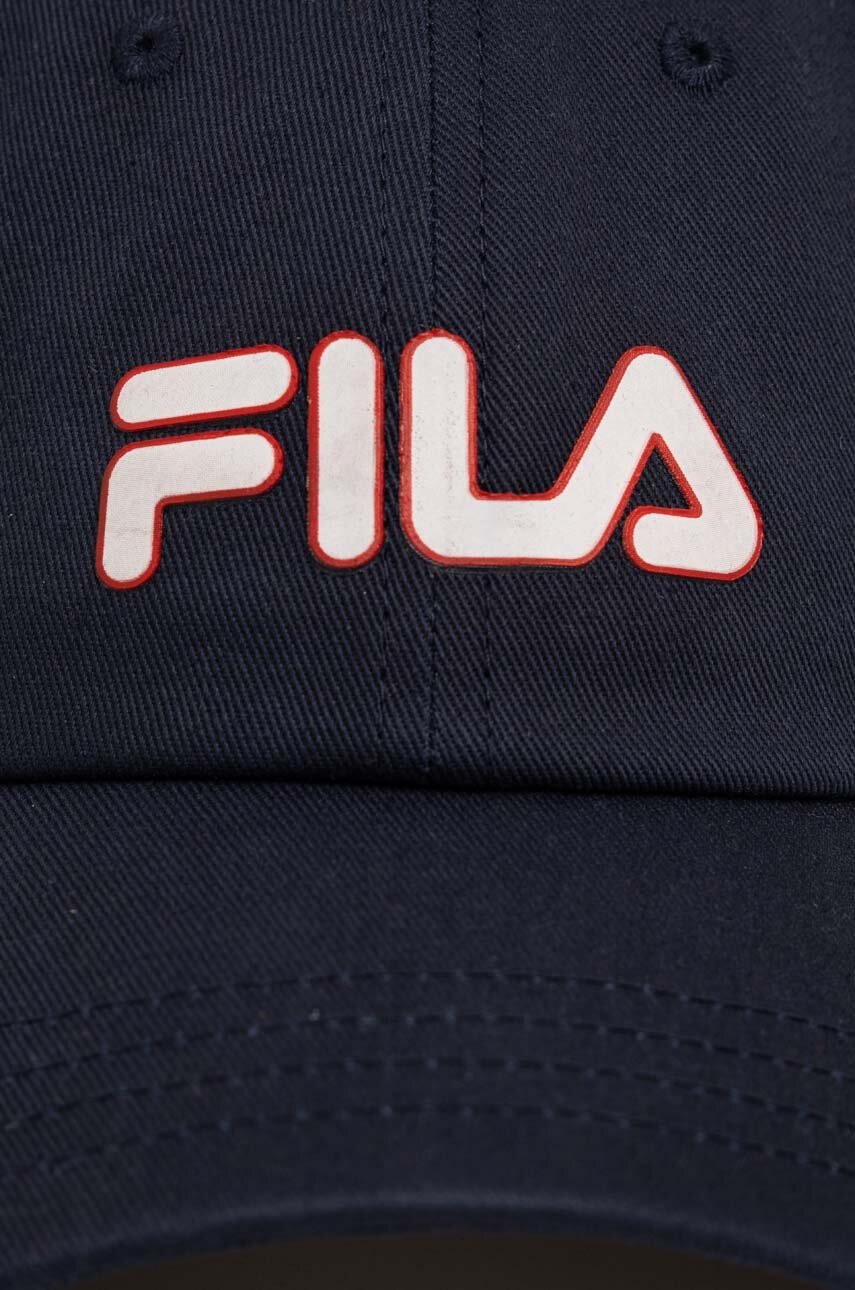 Хлопковая кепка Fila LYNN цвет синий с принтом