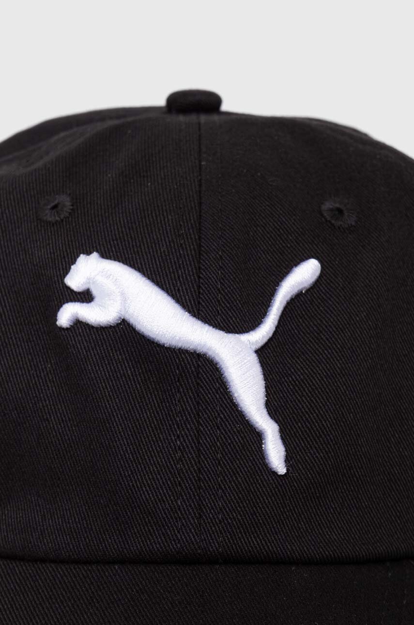 Детская хлопковая кепка Puma ESS Cap Jr-Big Cat цвет чёрный с аппликацией Детская хлопковая кепка Puma ESS Cap Jr-Big Cat цвет чёрный с аппликацией