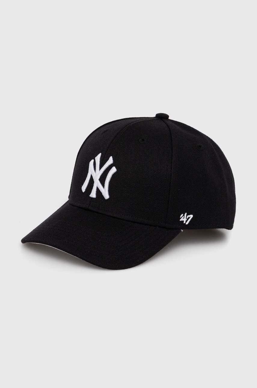 47brand șapcă de baseball pentru copii MLB New York Yankees culoarea negru, cu imprimeu, BMVP17WBV