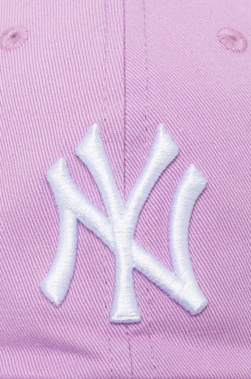 Детская хлопковая кепка 47 brand MLB New York Yankees CLEAN UP цвет фиолетовый с аппликацией BNLRGW17GWS