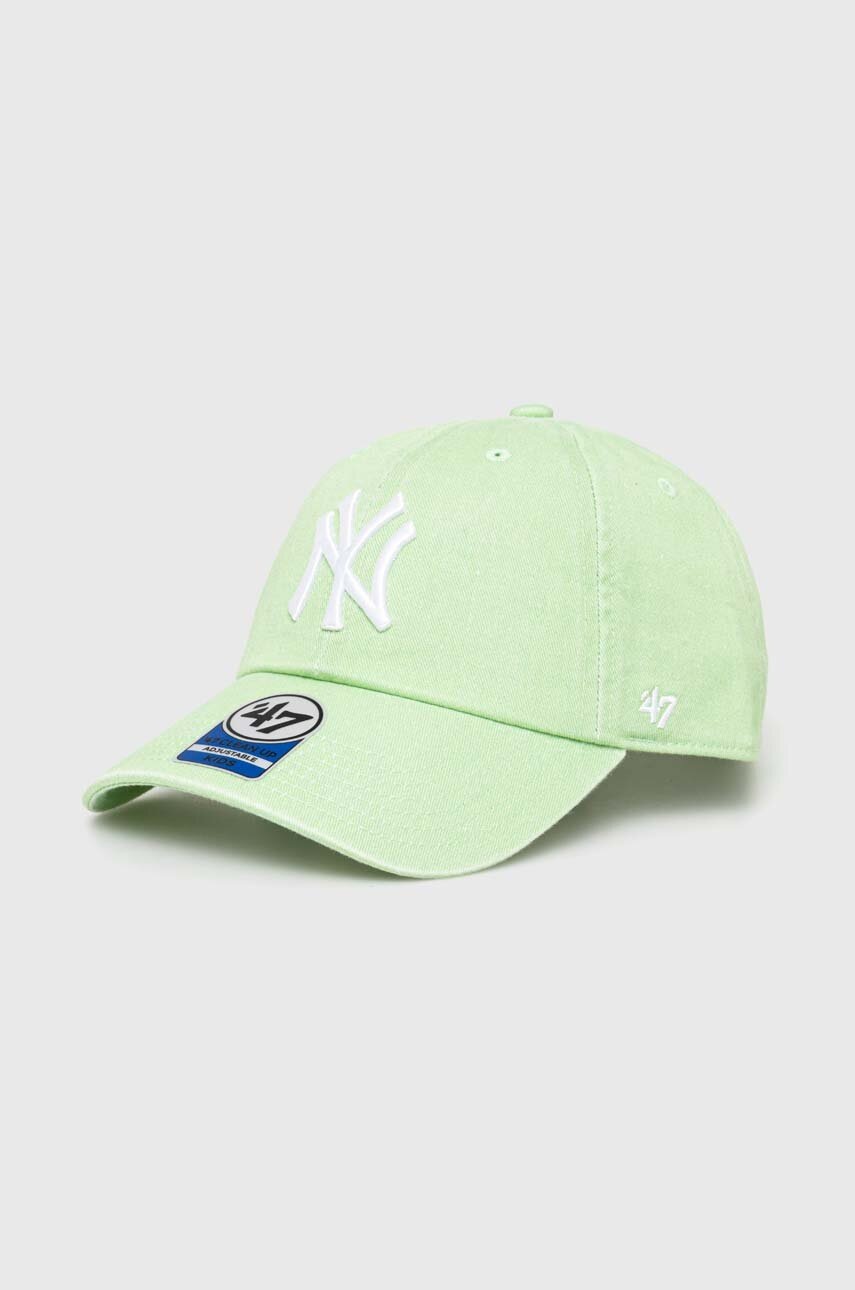 

Детска памучна шапка с козирка 47 brand MLB New York Yankees CLEAN UP в зелено с апликация BNLRGW17GWS, Зелен