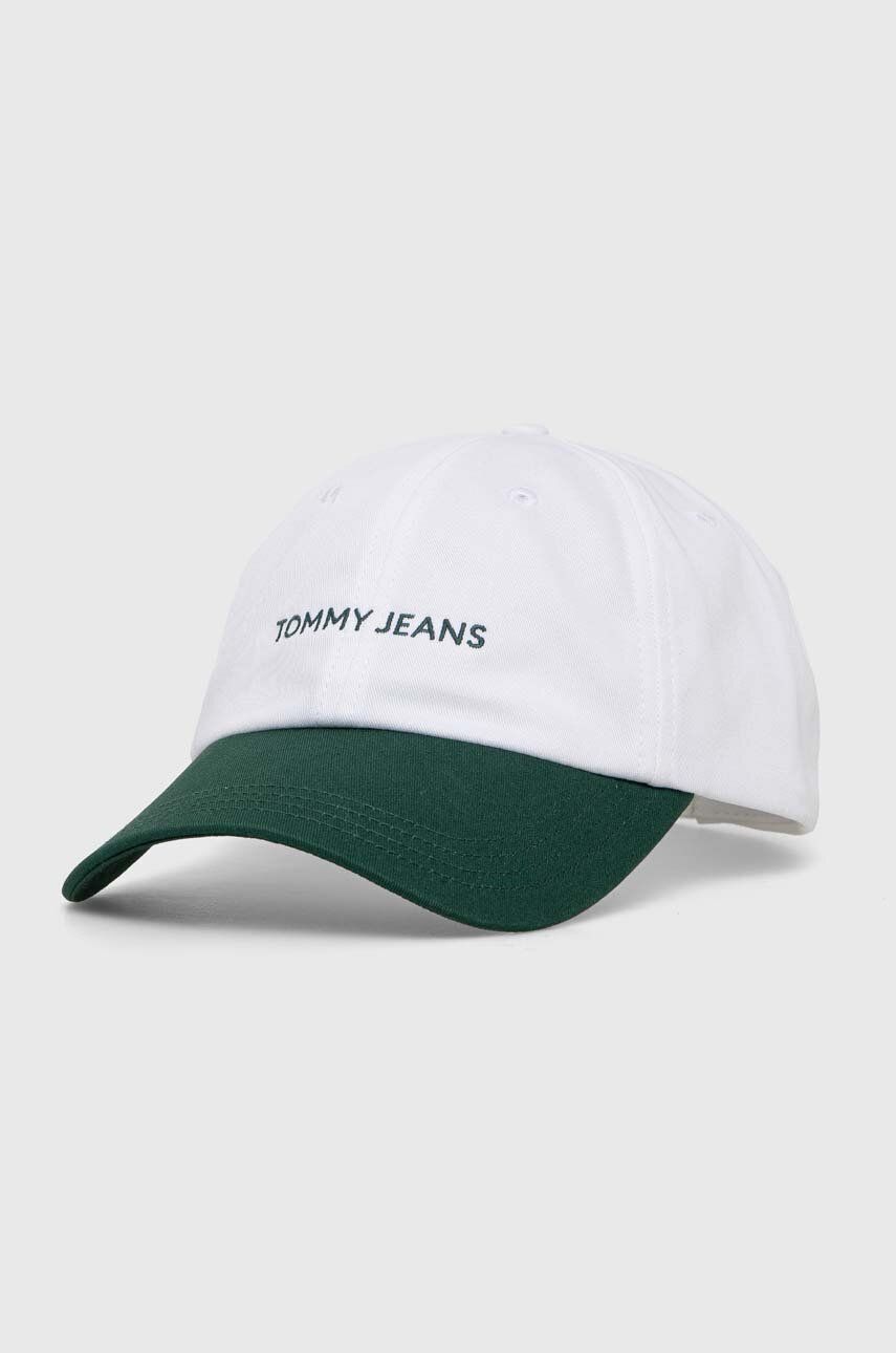 Tommy Jeans șapcă de baseball din bumbac culoarea alb, cu model AM0AM12024