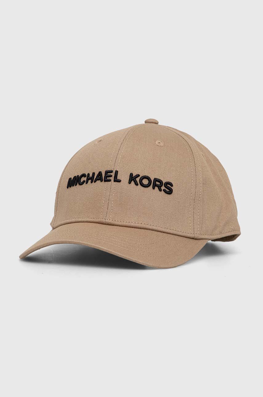 E-shop Bavlněná baseballová čepice Michael Kors béžová barva, s aplikací