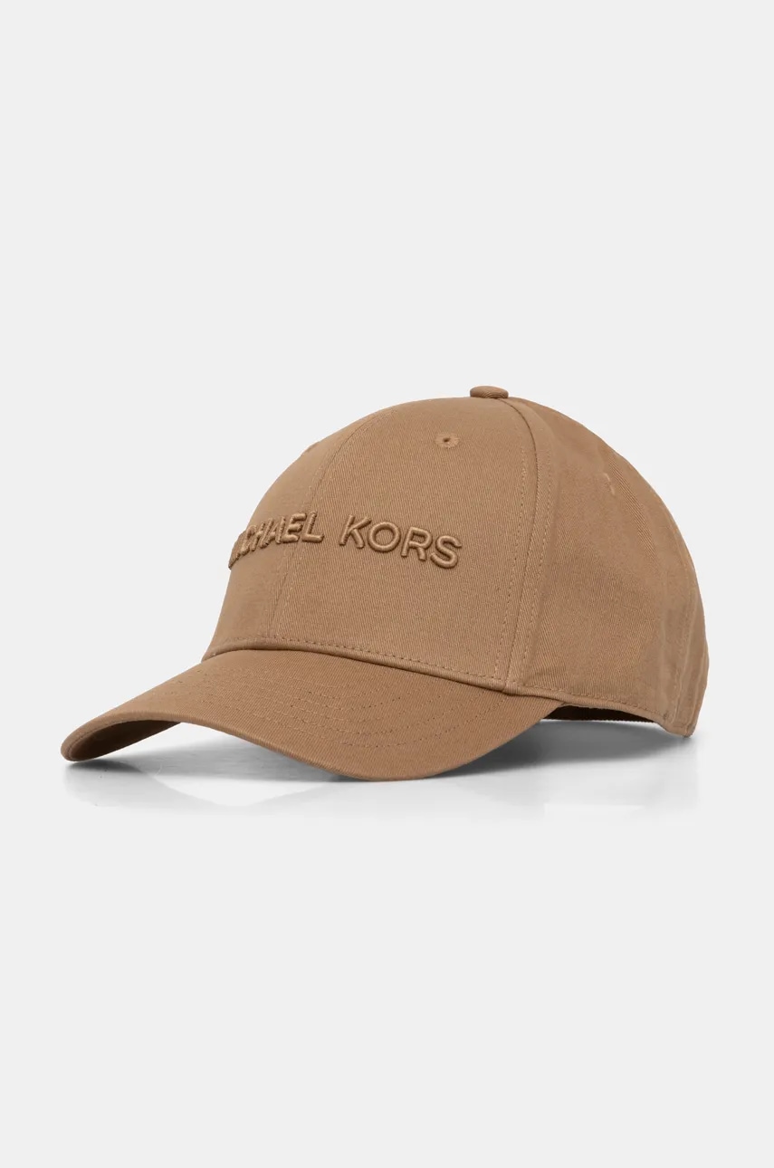 Michael Kors șapcă de baseball din bumbac culoarea bej, cu imprimeu Michael Kors șapcă de baseball din bumbac culoarea bej, cu imprimeu