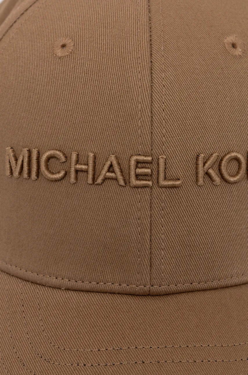 Хлопковая кепка Michael Kors цвет бежевый с аппликацией Хлопковая кепка Michael Kors цвет бежевый с аппликацией
