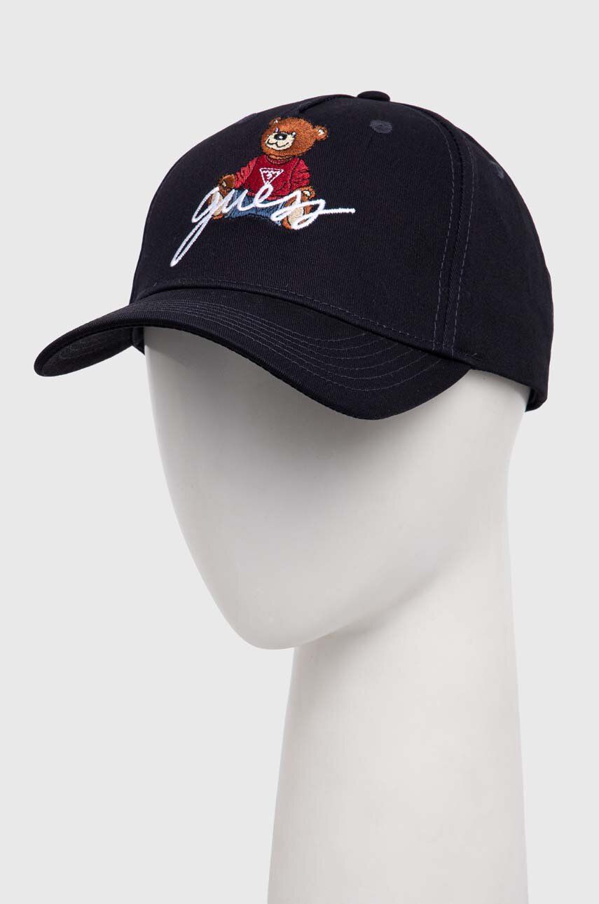 Levně Bavlněná baseballová čepice Guess BEAR tmavomodrá barva, s aplikací, M4RZ20 WF8V0