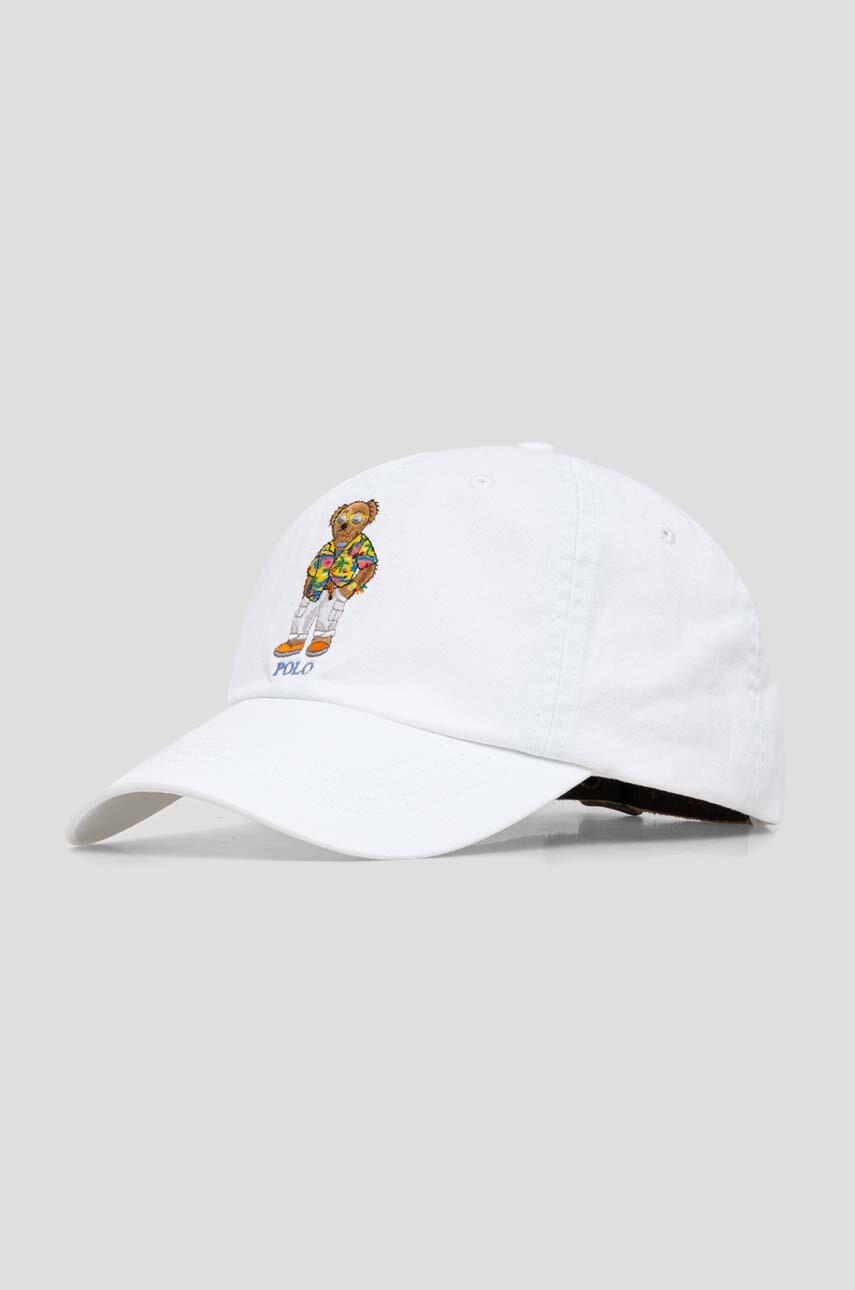 

Памучна шапка с козирка Polo Ralph Lauren в бяло с апликация 710706538, Бял
