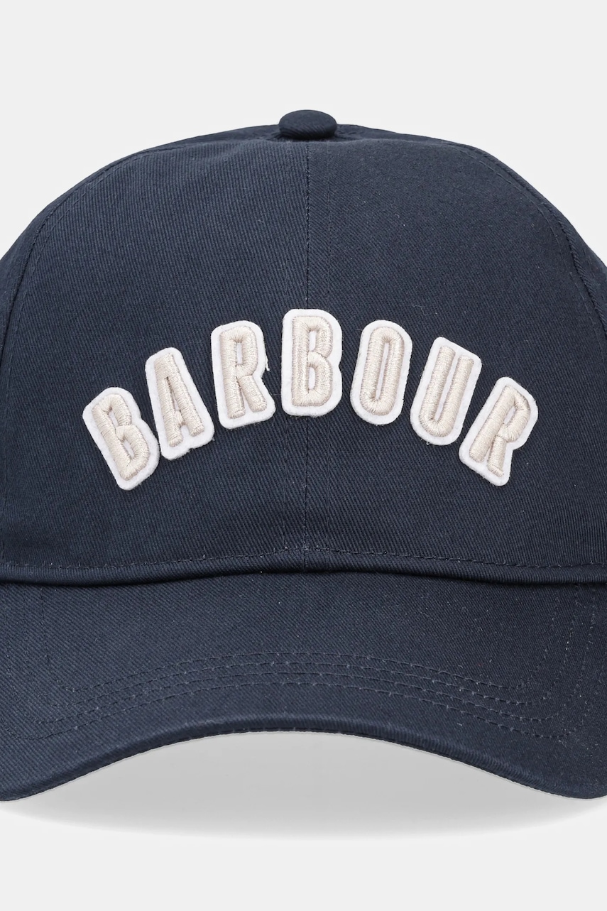 Хлопковая кепка Barbour цвет синий с аппликацией Хлопковая кепка Barbour цвет синий с аппликацией