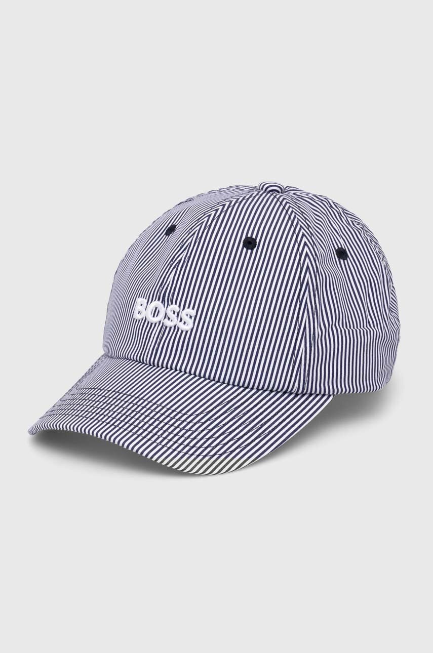 

Памучна шапка BOSS в тъмносиньо с десен 50513203, Тъмносин