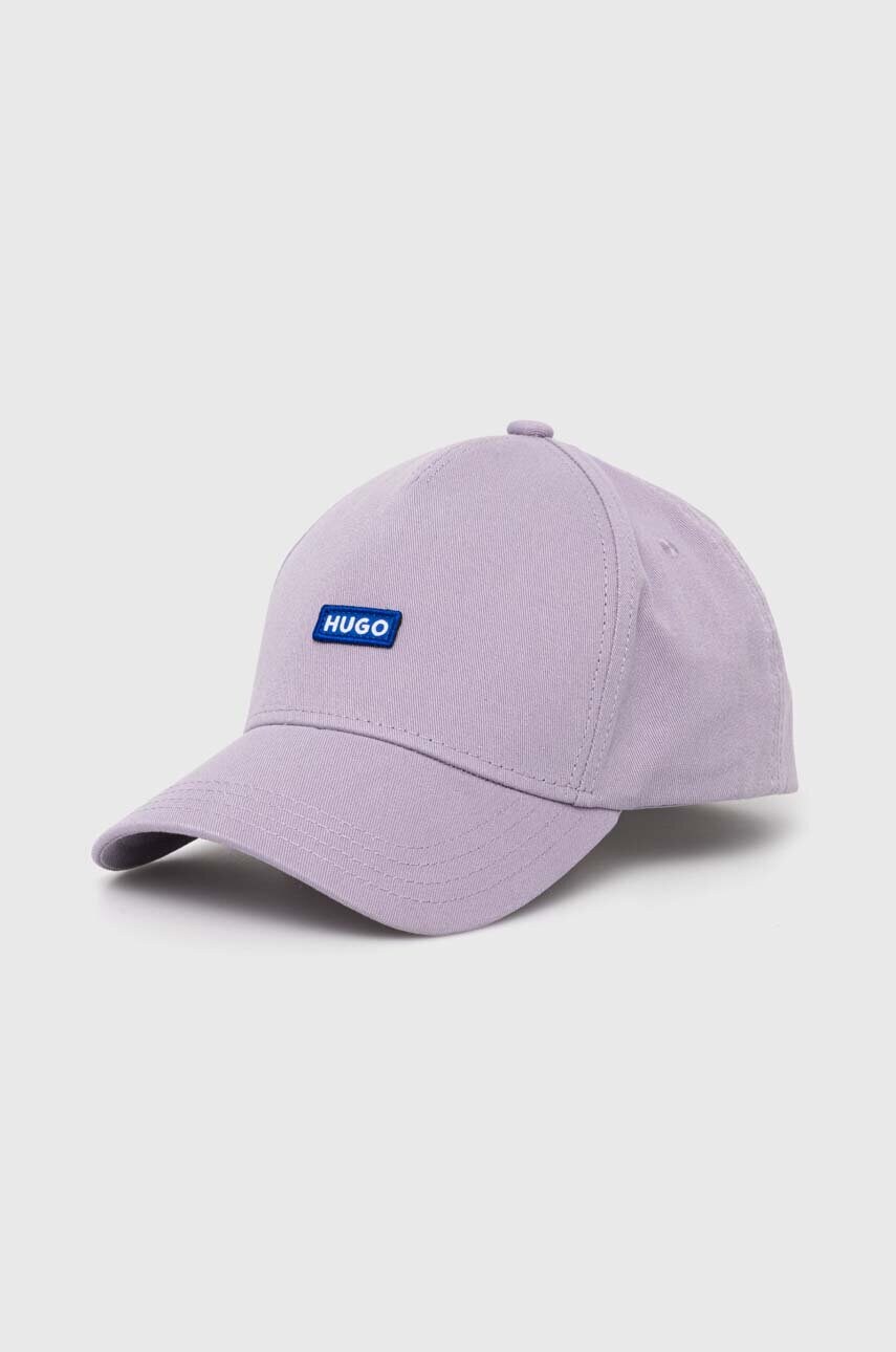 HUGO Blue sapca de baseball din bumbac culoarea violet, cu imprimeu 50522266