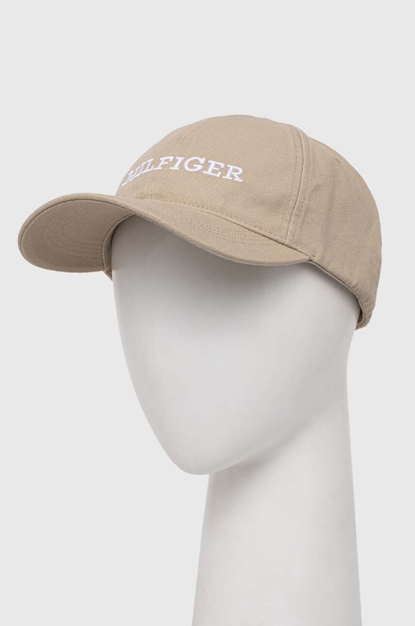 

Памучна шапка с козирка Tommy Hilfiger в бежово с апликация AM0AM12154, Бежов