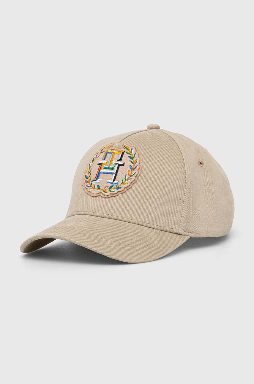 

Памучна шапка с козирка Tommy Hilfiger в бежово с апликация AM0AM12161, Бежов
