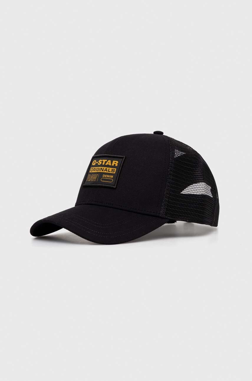

Шапка с козирка G-Star Raw в черно с апликация, Черен