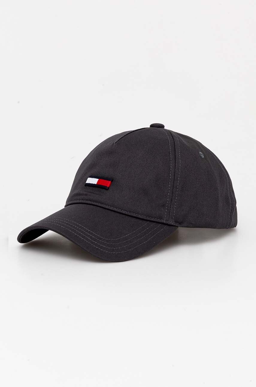 

Памучна шапка с козирка Tommy Jeans в бежово с апликация AM0AM11692, Сив