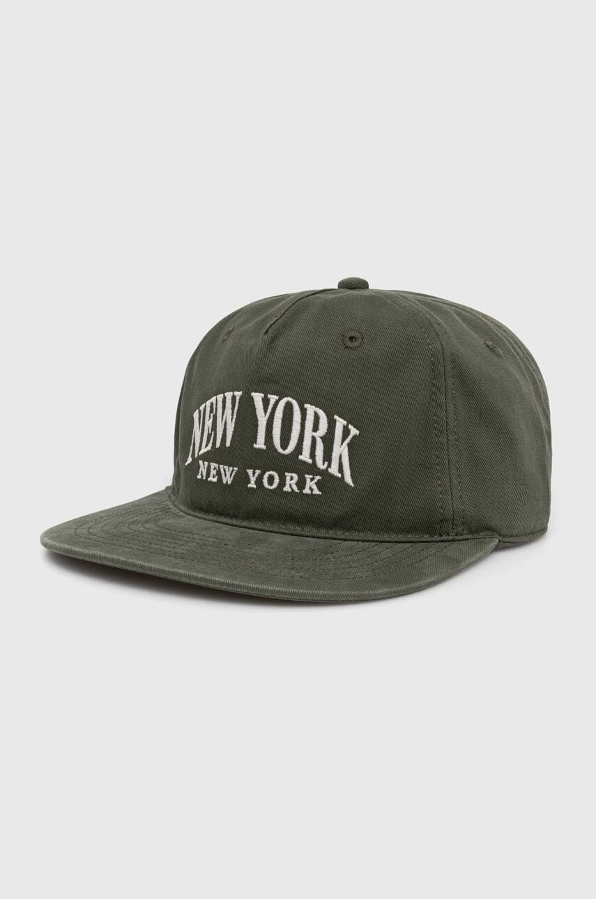 Abercrombie & Fitch sapca de baseball din bumbac culoarea verde, cu imprimeu