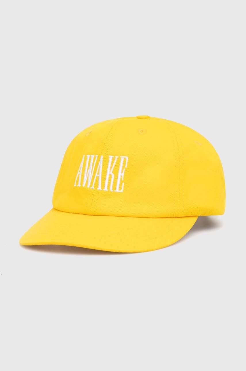 Awake NY șapcă de baseball din bumbac Logo Hat culoarea galben, cu imprimeu, SP24-HT004 Awake NY șapcă de baseball din bumbac Logo Hat culoarea galben, cu imprimeu, SP24-HT004
