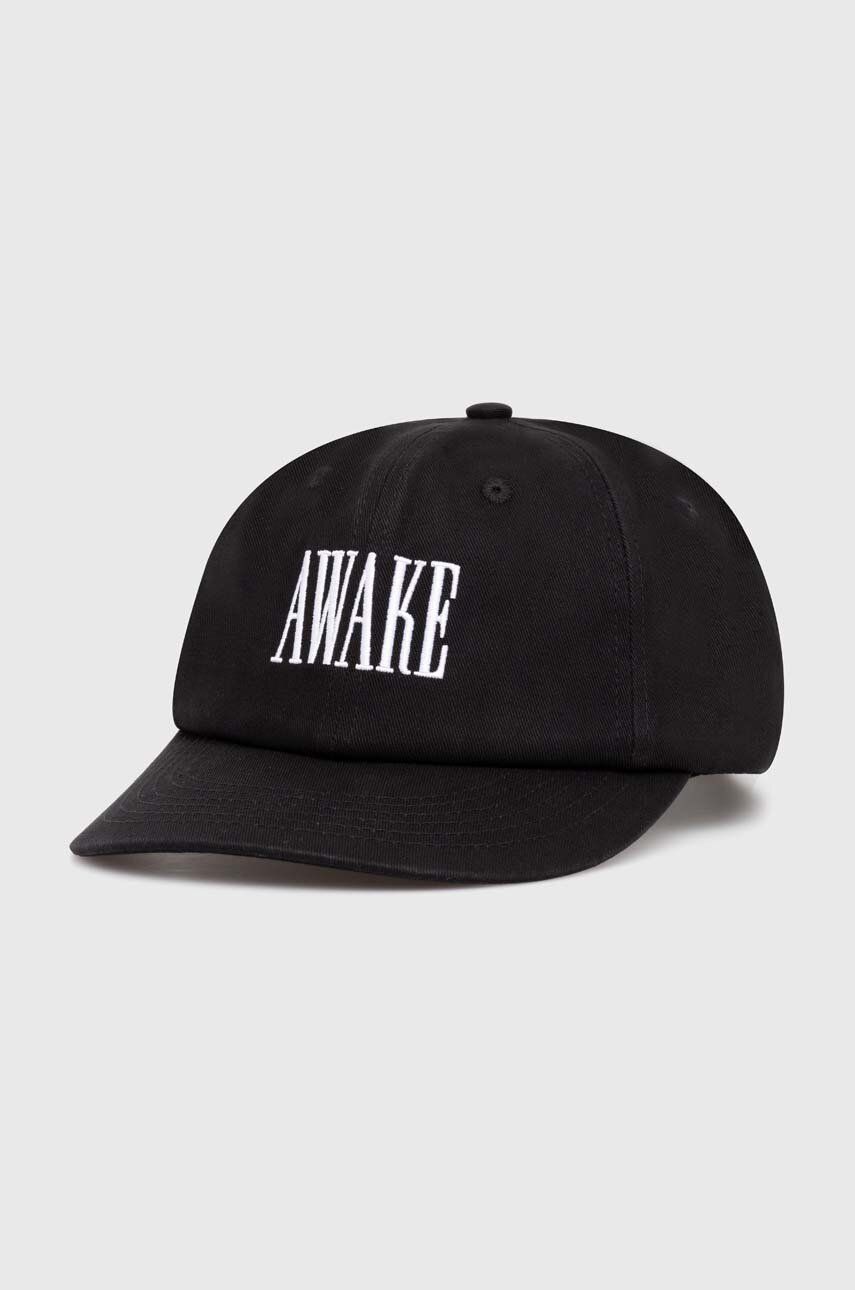 Awake NY șapcă de baseball din bumbac Logo Hat culoarea negru, cu imprimeu, SP24-HT004