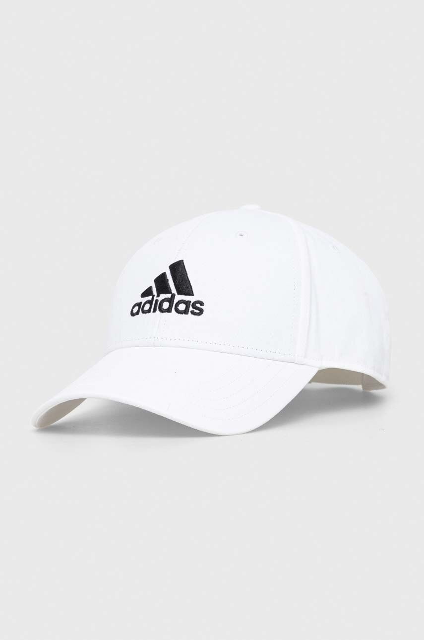 Adidas șapcă De Baseball Din Bumbac Culoarea Alb, Cu Imprimeu