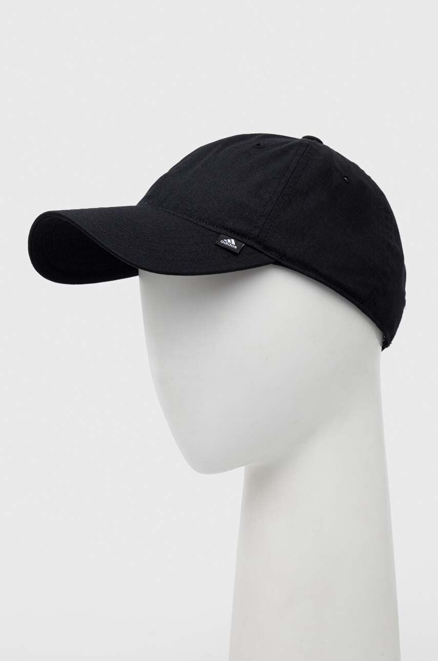 adidas șapcă de baseball din bumbac culoarea negru, neted