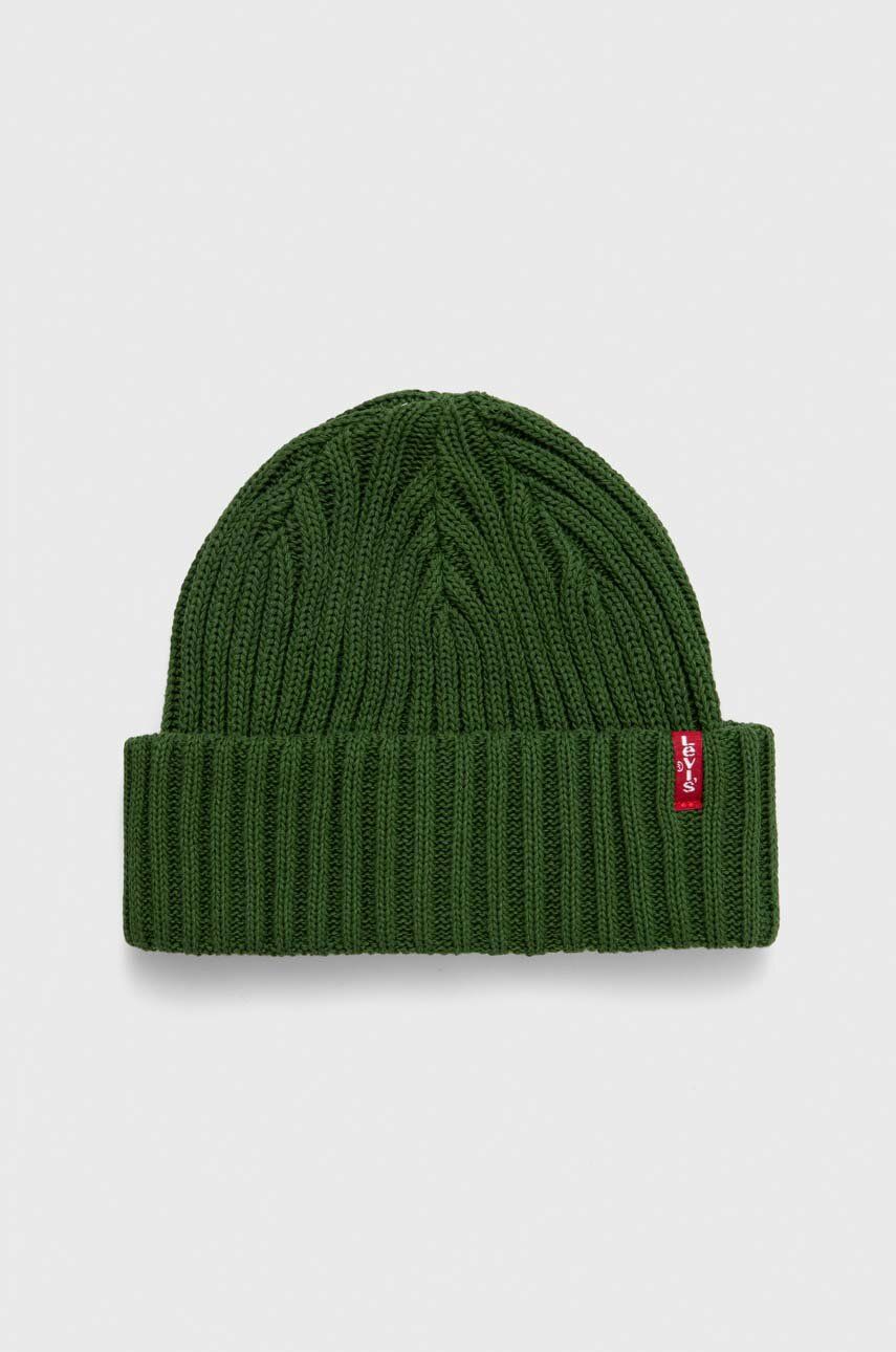 Bavlněná čepice Levi′s zelená barva, z husté pleteniny - zelená - 100 % Bavlna