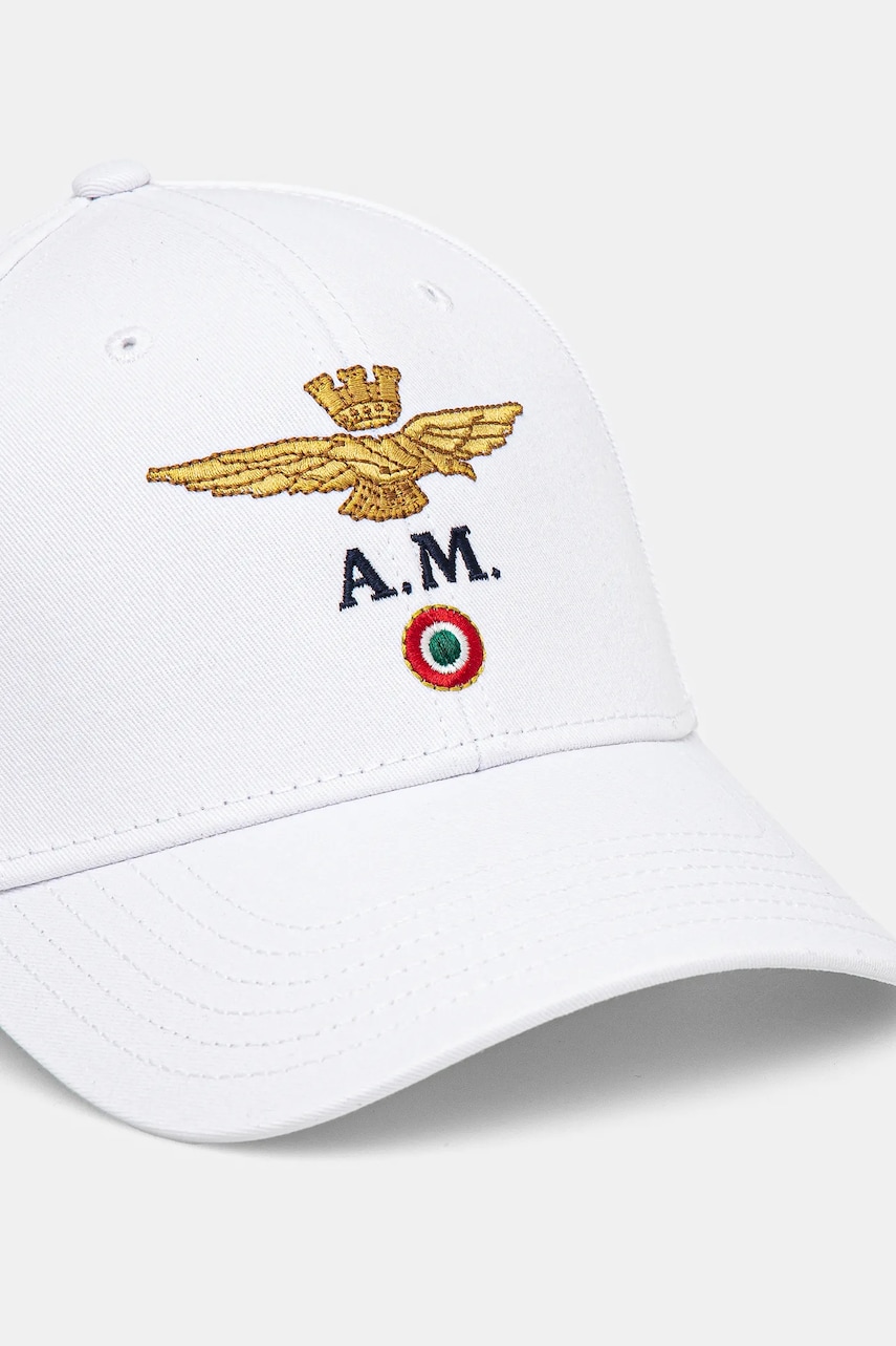 Хлопковая кепка Aeronautica Militare цвет белый с аппликацией HA1100CT2848 Хлопковая кепка Aeronautica Militare цвет белый с аппликацией HA1100CT2848