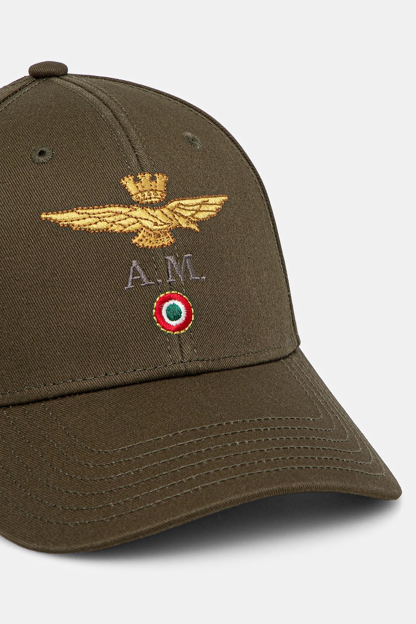 Хлопковая кепка Aeronautica Militare цвет зелёный с аппликацией HA1100CT2848 Хлопковая кепка Aeronautica Militare цвет зелёный с аппликацией HA1100CT2848