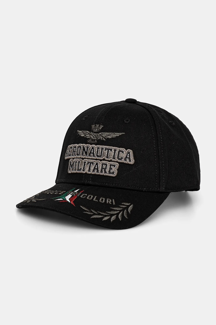 Aeronautica Militare șapcă de baseball din bumbac culoarea negru, cu imprimeu, HA1104CT2261 Aeronautica Militare șapcă de baseball din bumbac culoarea negru, cu imprimeu, HA1104CT2261