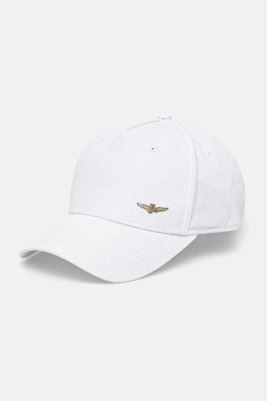 Aeronautica Militare șapcă de baseball din bumbac culoarea alb, neted, HA1122CT2848 Aeronautica Militare șapcă de baseball din bumbac culoarea alb, neted, HA1122CT2848