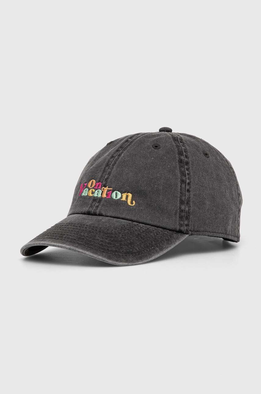 On Vacation șapcă de baseball din bumbac Enjoy culoarea gri, cu imprimeu, OVC C23