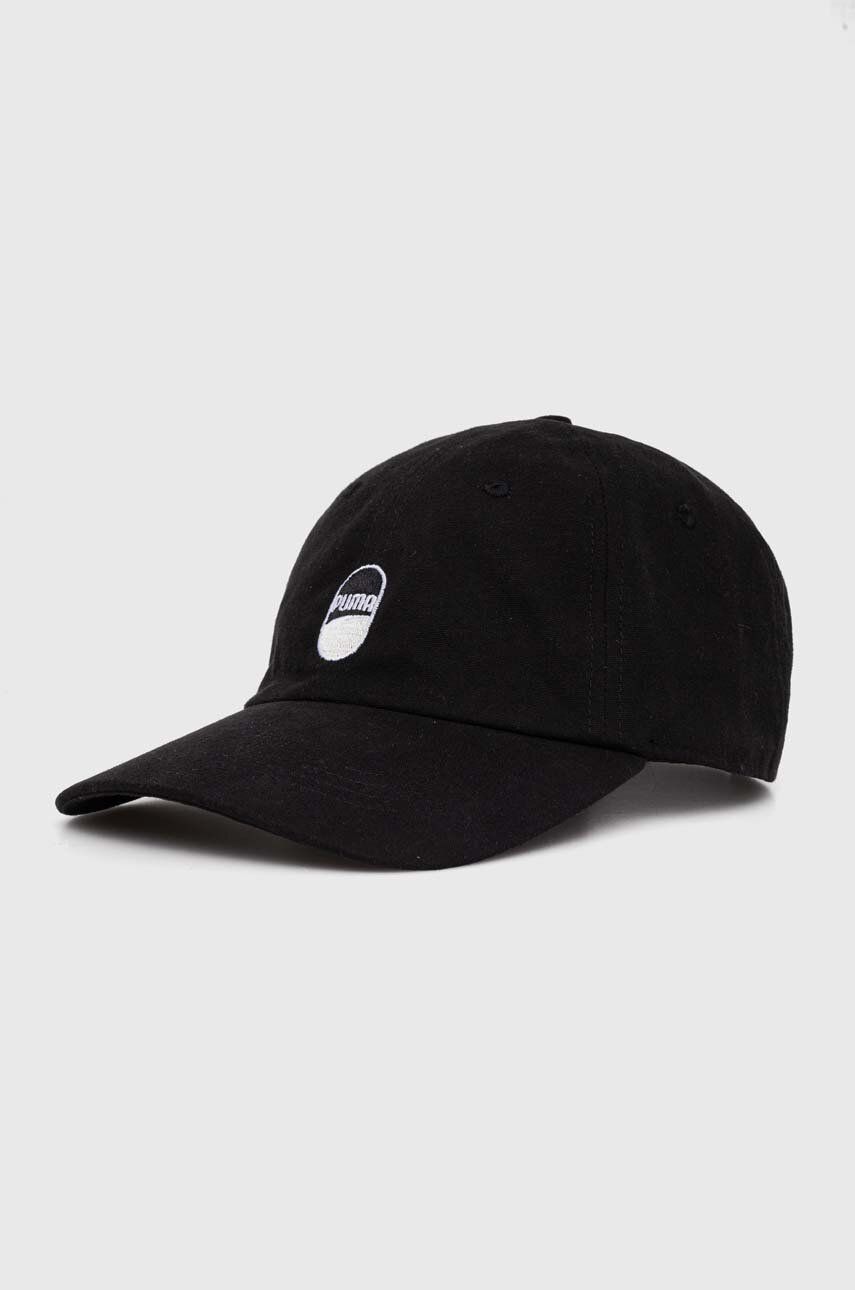 Puma șapcă de baseball din bumbac Downtown Low Curve Cap culoarea negru, cu imprimeu, 025312