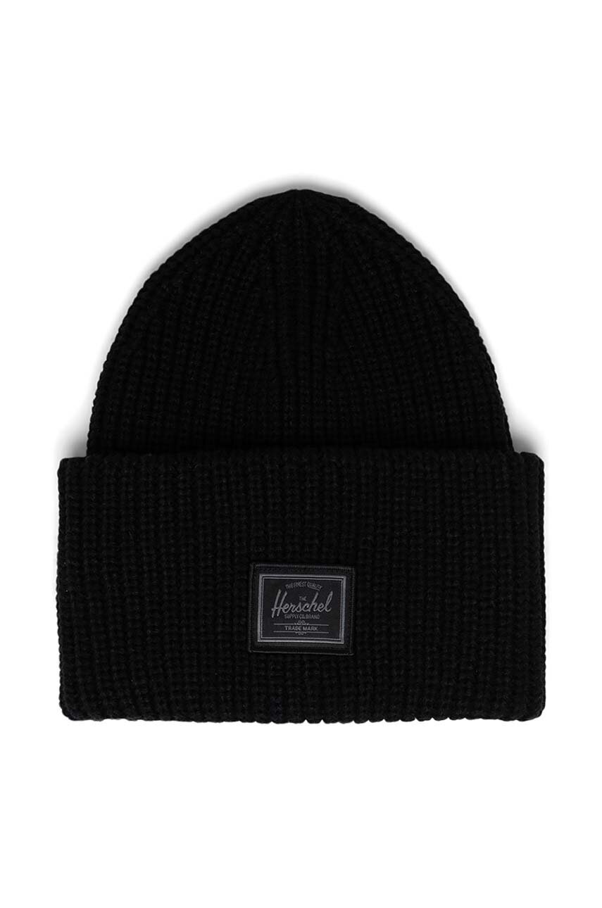 

Шапка Herschel Juneau Beanie в черно от плътен трикотаж, Черен