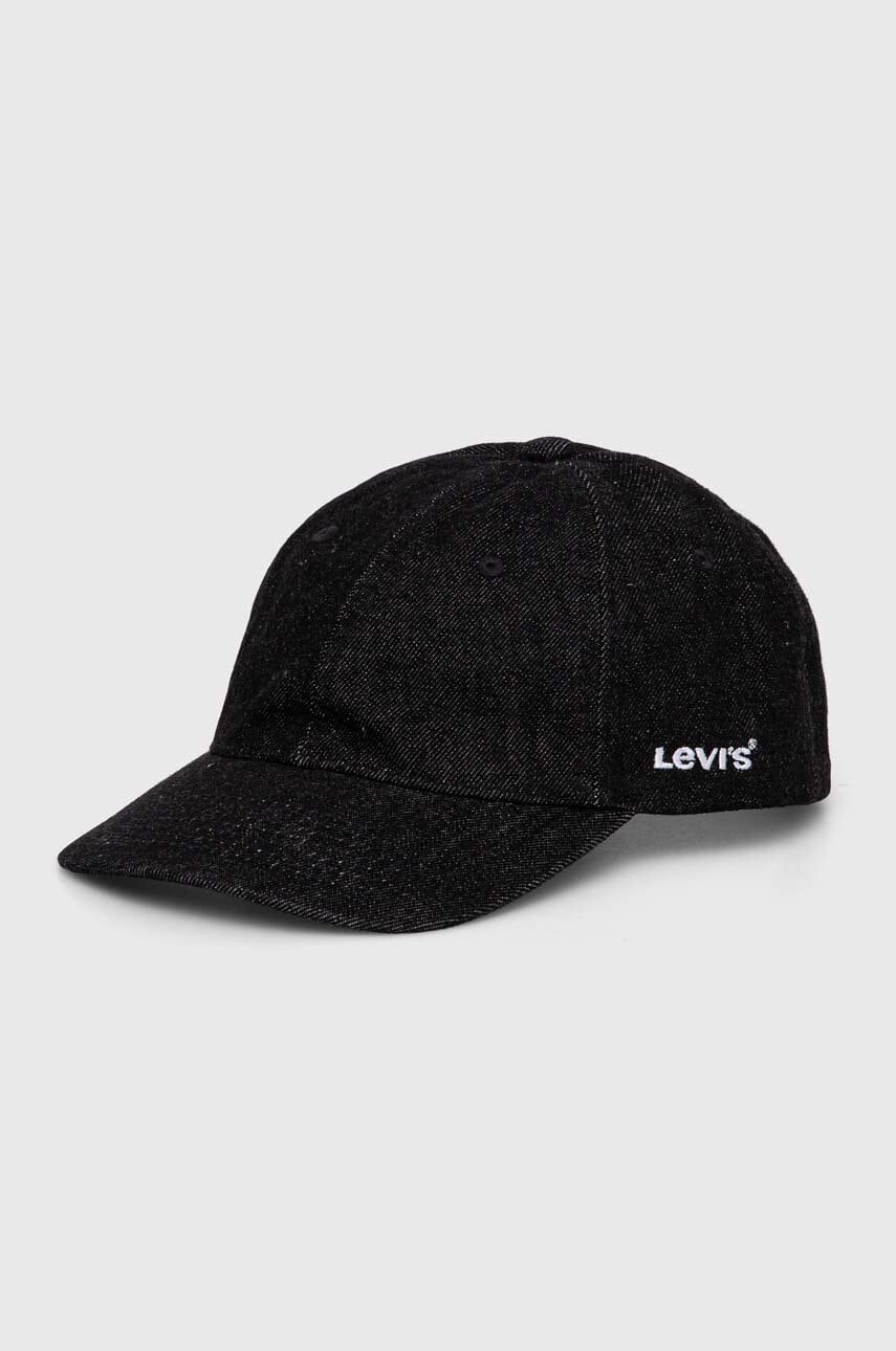 Levi's șapcă de baseball din bumbac culoarea negru, neted Levi's șapcă de baseball din bumbac culoarea negru, neted