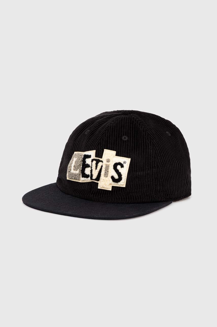 Levi's șapcă de baseball din bumbac culoarea negru, cu imprimeu Levi's șapcă de baseball din bumbac culoarea negru, cu imprimeu