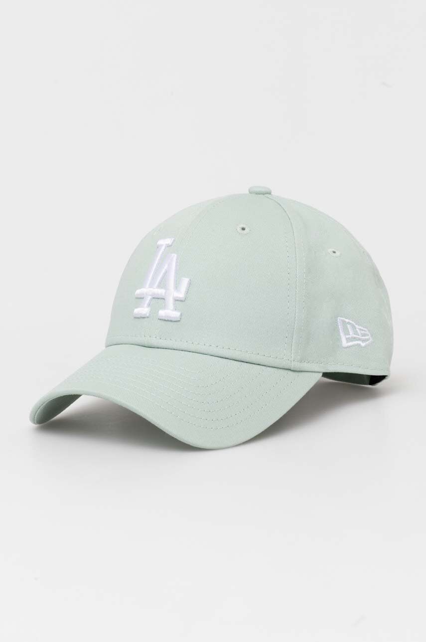 New Era șapcă de baseball din bumbac culoarea turcoaz, cu imprimeu, LOS ANGELES DODGERS