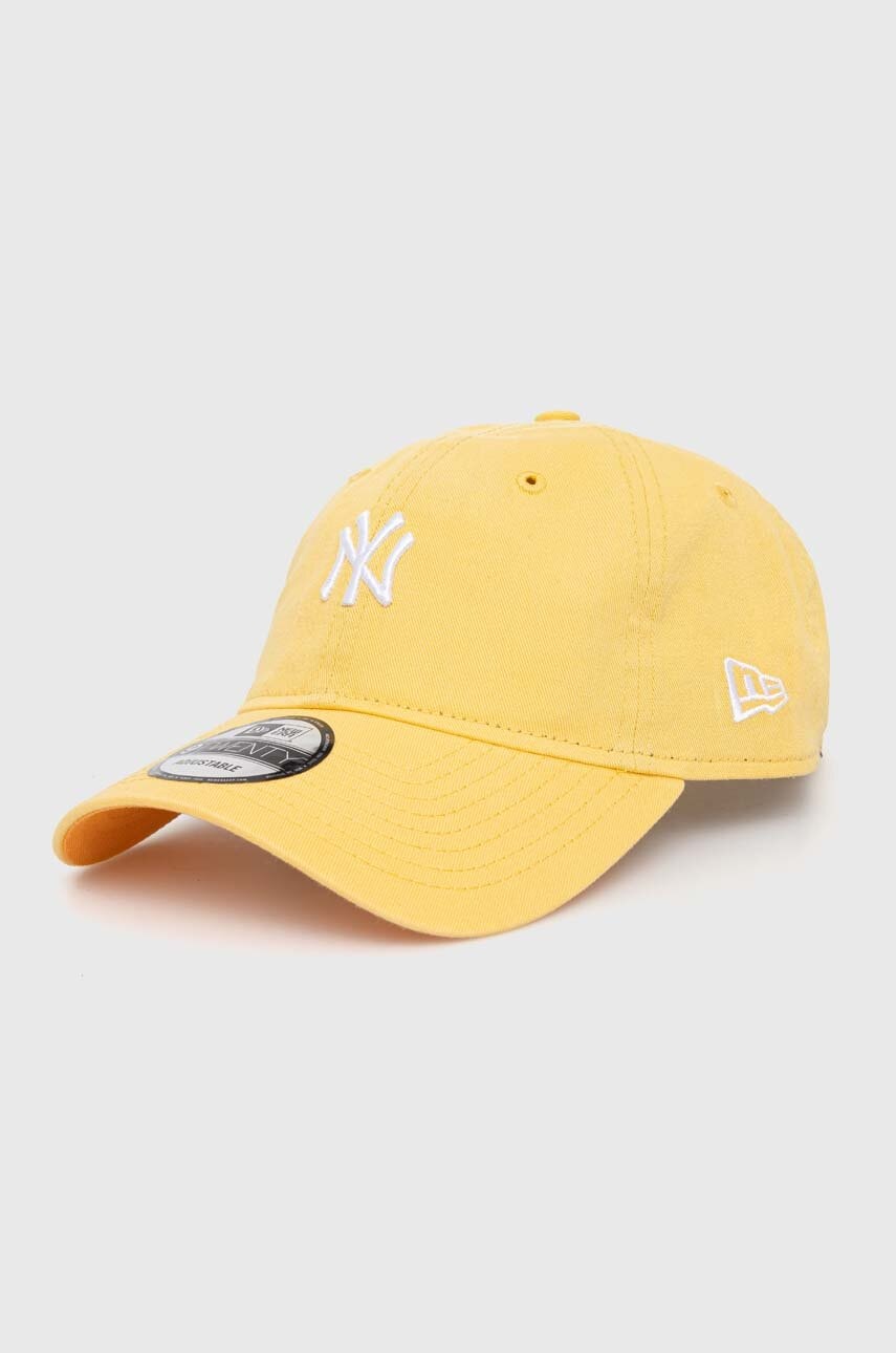 New Era șapcă de baseball din bumbac culoarea galben, cu imprimeu, NEW YORK YANKEES New Era șapcă de baseball din bumbac culoarea galben, cu imprimeu, NEW YORK YANKEES