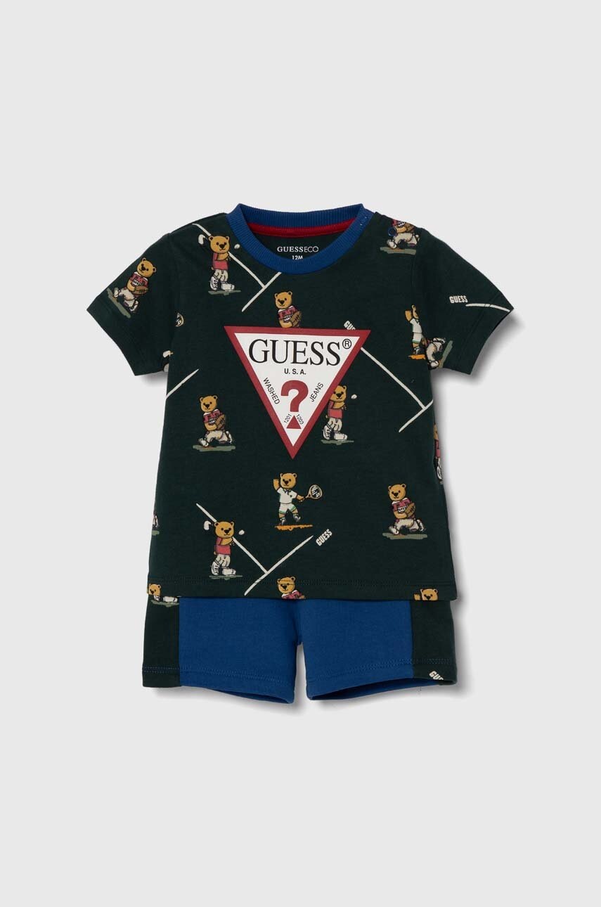 

Бебешки памучен комплект Guess в зелено, Зелен
