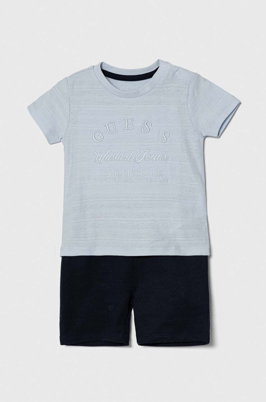 

Бебешки памучен комплект Guess в синьо, Син