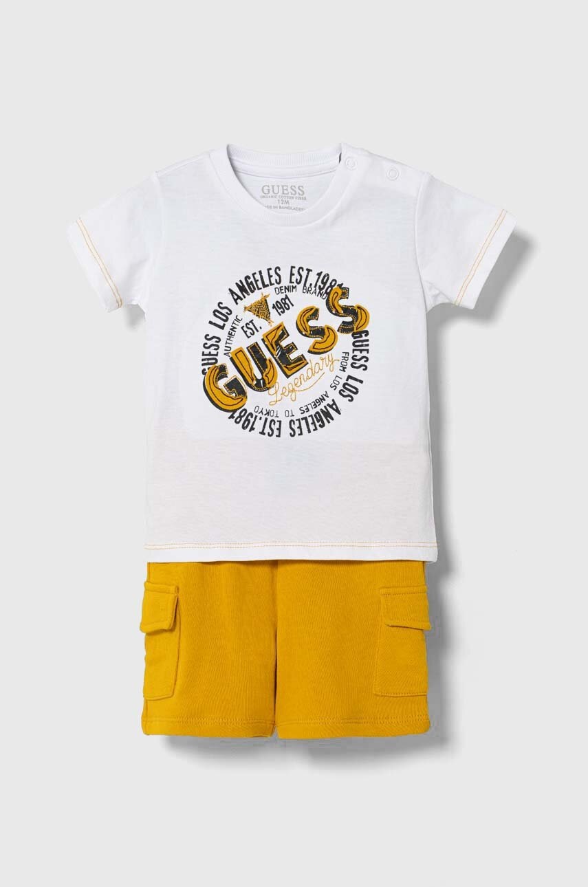 

Бебешки памучен комплект Guess в бяло, Бял