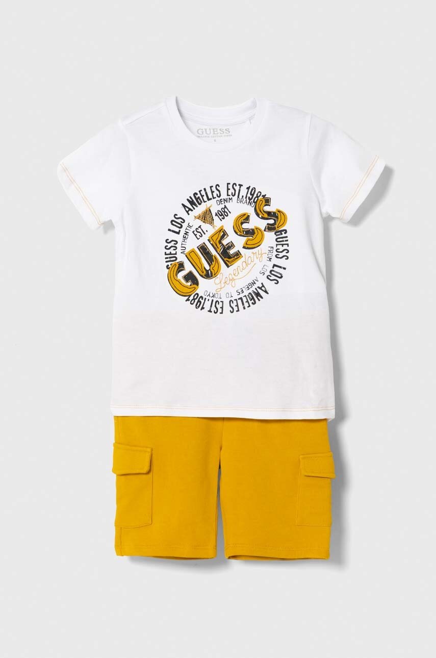 

Детски памучен комплект Guess в бяло, Бял