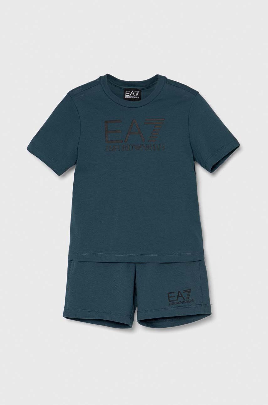 

Детский комплект из хлопка EA7 Emporio Armani цвет синий